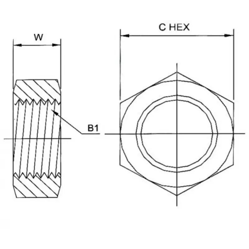 0306-05-B : Onehydraulics Brass Bhln Bulkhead Lock Nut, 1/2-20 (-05) Female Jic 2