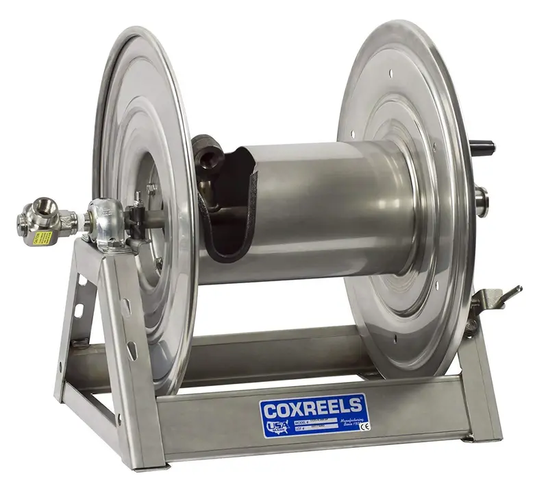 1125-4-100-A-Sp : Coxreels 1125-4-100-A-Sp Stainless Steel Compressed Air #4 Gast Motor Rewind Hose Reel, 1/2" Id, 100' Capacity, No Hose, 3000Psi 1