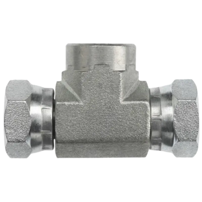 1602-08-08-08-Fg : Onehydraulics Tee Steel Adapter, 1/2-14 (-08) Female Nptf X 1/2-14 (-08) Female Npsm Swivel X 1/2-14 (-08) Female Npsm Swivel, 3500Psi 1