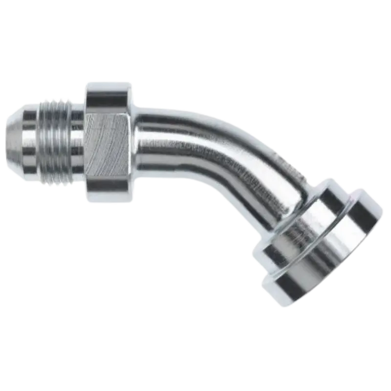1703-12-12 : Onehydraulics 45-Degree Steel Adapter, 1-1/16-12 (-12) Male Jic X 3/4" (-12) Code 61 Flange Head 1