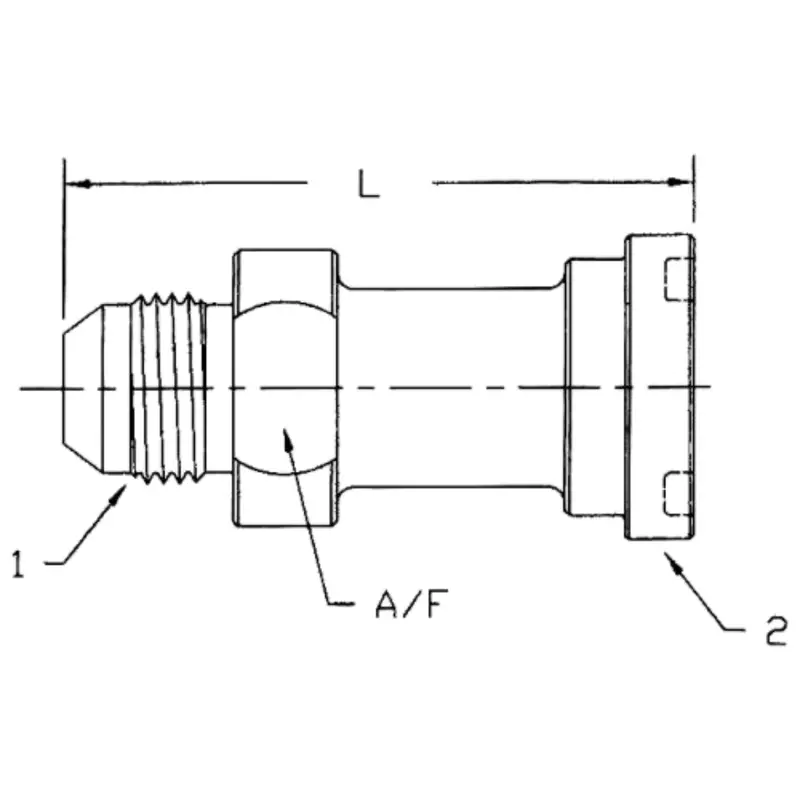 1800-24-20 : Onehydraulics Straight Steel Adapter, 1-7/8-12 (-24) Male Jic X 1.25" (-20) Code 62 Flange Head 2