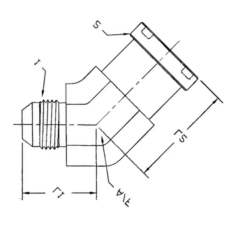 1803-24-24-Fg : Onehydraulics Forged 45-Degree Steel Adapter, 1-7/8-12 (-24) Male Jic X 1.5" (-24) Code 62 Flange Head 2