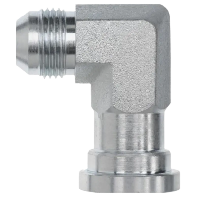 1804-12-12-Fg : Onehydraulics Forged 90-Degree Steel Adapter, 1-1/16-12 (-12) Male Jic X 3/4" (-12) Code 62 Flange Head 1