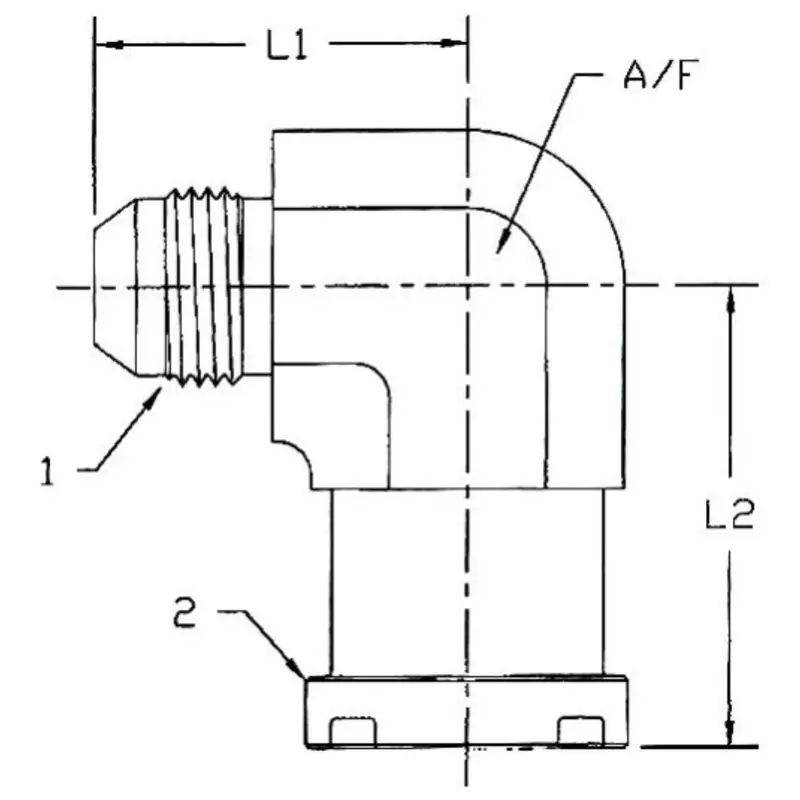 1804-16-16-Fg : Onehydraulics Forged 90-Degree Steel Adapter, 1-5/16-12 (-16) Male Jic X 1" (-16) Code 62 Flange Head 2