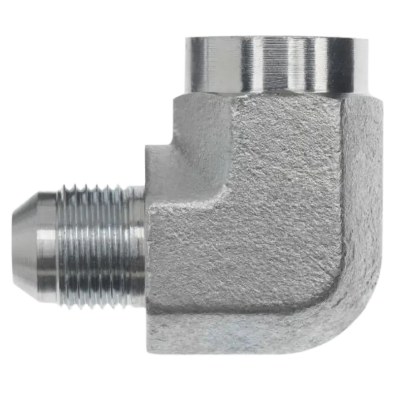 2502-10-08-Fg : Onehydraulics 90-Degree Steel Adapter, 7/8-14 (-10) Male Jic X 1/2-14 (-08) Female Npt, 5000Psi 1