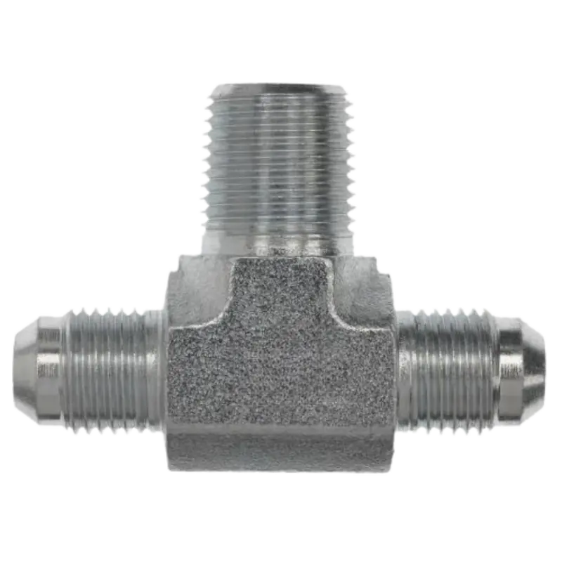 2601-04-04-04-Ss : Onehydraulics Tee Stainless Adapter, 7/16-20 (-04) Male Jic X 7/16-20 (-04) Male Jic X 1/4-18 (-04) Male Npt, 7200Psi 1