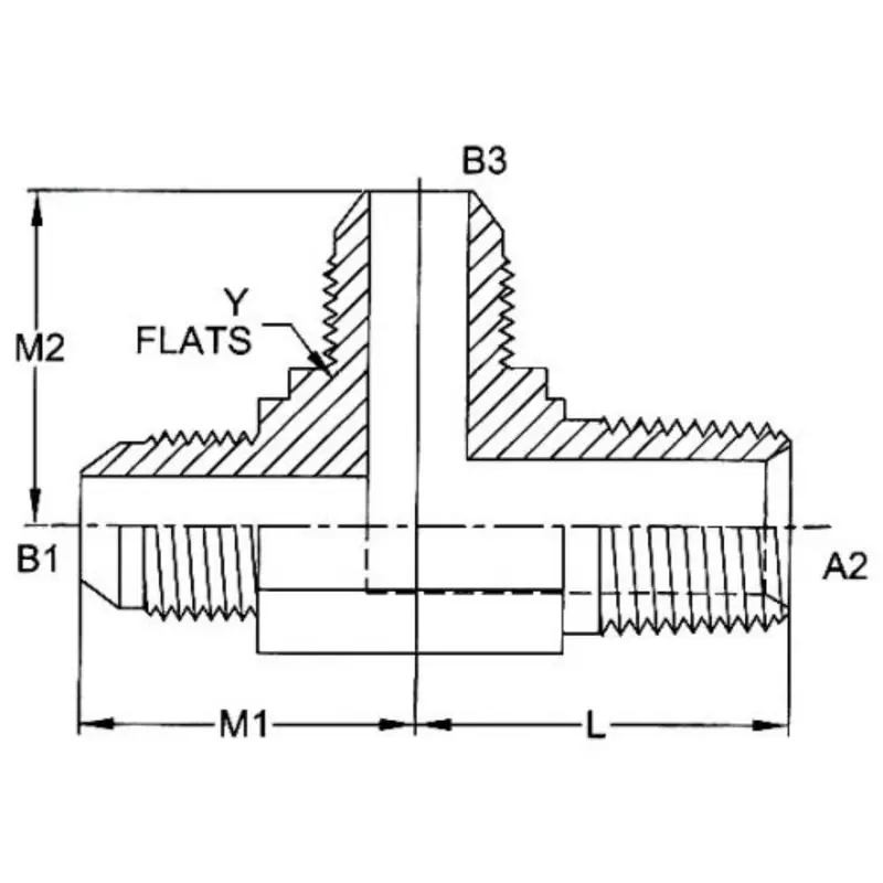 2605-16-16-16-Ss : Onehydraulics Tee Stainless Adapter, 1-5/16-12 (-16) Male Jic X 1-11-1/2 (-16) Male Npt X 1-5/16-12 (-16) Male Jic, 4800Psi 2