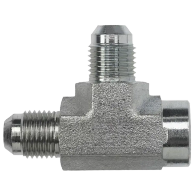 2606-06-04-06-Ss : Onehydraulics Tee Stainless Adapter, 9/16-18 (-06) Male Jic X 1/4-18 (-04) Female Npt X 9/16-18 (-06) Male Jic, 6000Psi 1