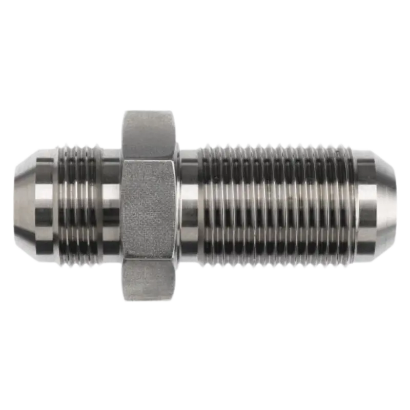 2700-04-02 : Onehydraulics Straight Steel Bulkhead Adapter, 7/16-20 (-04) Male Jic X 5/16-24 (-02) Male Jic, 7500Psi 1