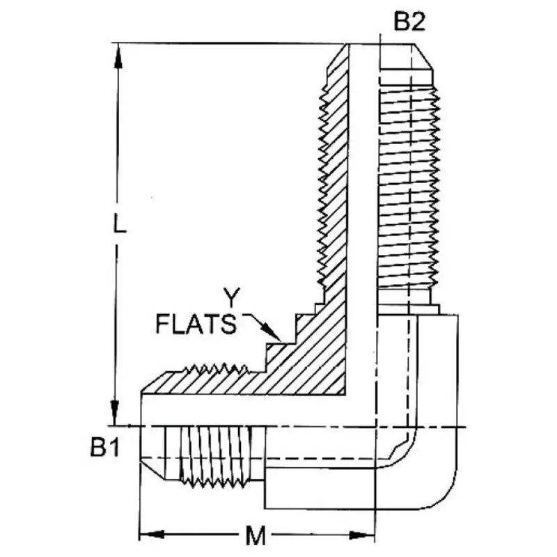 2701-20-20-Fg : Onehydraulics 90-Degree Steel Adapter, 1-5/8-12 (-20) Male Jic X 1-5/8-12 (-20) Male Jic Bulkhead, 4000Psi 2