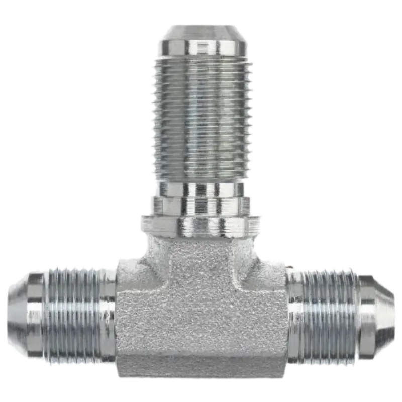 2703-05-05-05-Fg : Onehydraulics Bulkhead Branch Tee Steel Adapter, 1/2-20 (-05) Male Jic X 1/2-20 (-05) Male Jic X 1/2-20 (-05) Male Jic Long, 6000Psi 1