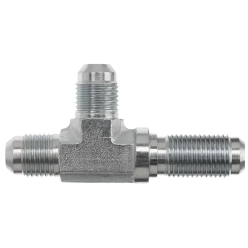 2704-08-10-08-Fg : Onehydraulics Bulkhead Run Tee Steel Adapter, 3/4-16 (-08) Male Jic X 7/8-14 (-10) Male Jic Long X 3/4-16 (-08) Male Jic, 5000Psi 1