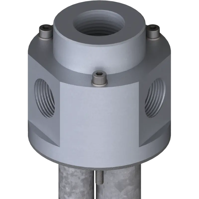 2X-By Lk73 : Giebel Suction Lance With 6X M5 Screws (Atex 2014, Zone Ii 2 G/D Iiic T4), 73Mm Bolt Circle, Aluminum, Fkm Seals, 2X 3/4" Female Bspp Connection 1