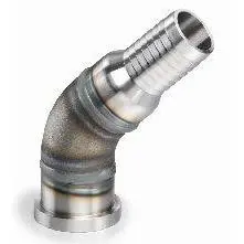 32Hb-32Sf45 : Afp Hose Barb To Sae Flange Head, Steel, 45-Degree, 2" Hose Barb Side 1, 2" C61 Side 2, 400Psi Rated 1