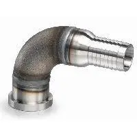 32Hb-32Sf90 : Afp Hose Barb To Sae Flange Head, Steel, 90-Degree, 2" Hose Barb Side 1, 2" C61 Side 2, 400Psi Rated 1