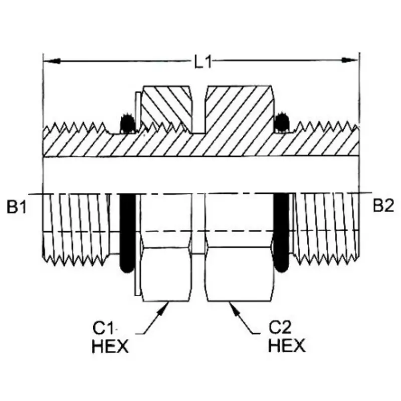 3474-16-16-Nwo : Onehydraulics Straight Steel Adjustable Adapter, 1-5/16-12 (-16) Male Orb X 1-5/16-12 (-16) Male Orb, 5000Psi 2