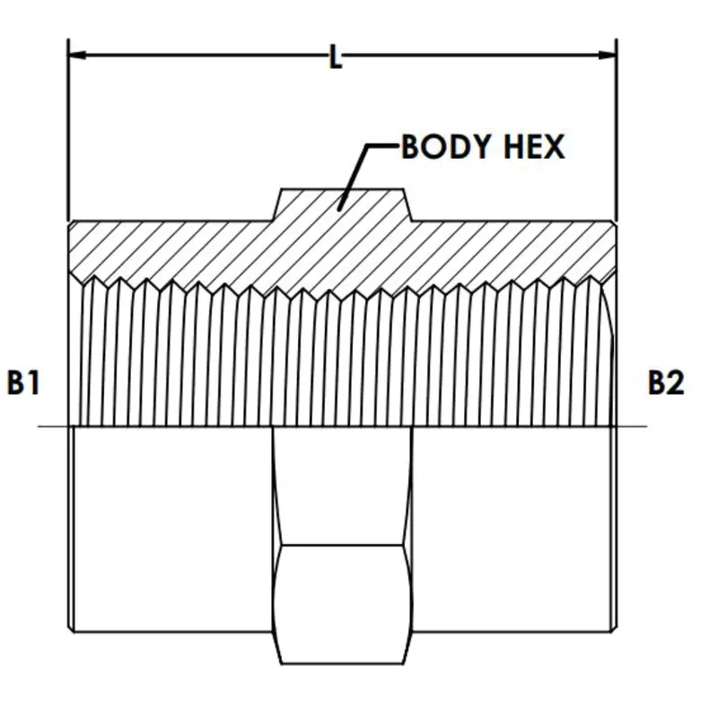 5000-32-32 : Onehydraulics Straight Steel Adapter, 2-11-1/2 (-32) Female Npt X 2-11-1/2 (-32) Female Npt, 1150Psi 2