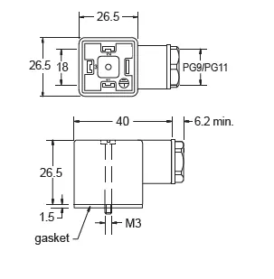 5100-109100 : Din 43650 Connector, Black, Ground Down 2