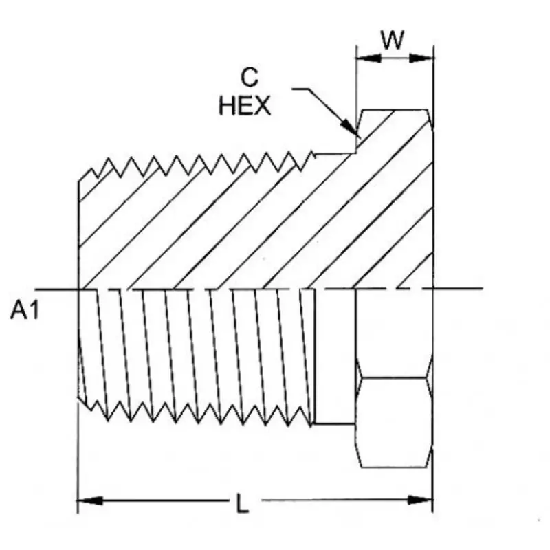 5406-P-02 : Onehydraulics Steel External Hex Pipe Plug, 1/8-27 (-02) Male Nptf 2