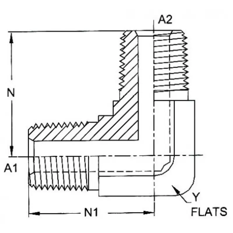 5500-04-04-Fg : Onehydraulics 90-Degree Steel Adapter, 1/4-18 (-04) Male Nptf X 1/4-18 (-04) Male Nptf, 6000Psi 2