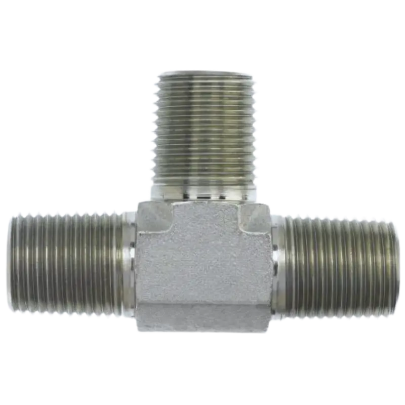 5600-02-02-02-Fg : Onehydraulics Tee Steel Adapter, 1/8-27 (-02) Male Nptf X 1/8-27 (-02) Male Nptf X 1/8-27 (-02) Male Nptf, 6000Psi 1