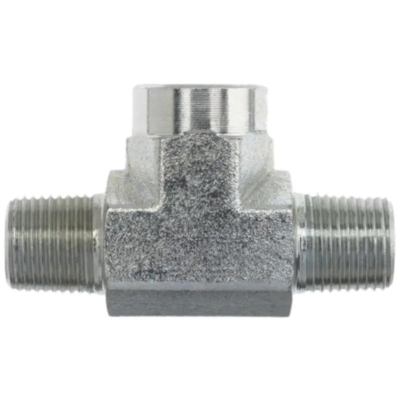 5601-02-02-02-Fg : Onehydraulics Tee Steel Adapter, 1/8-27 (-02) Male Nptf X 1/8-27 (-02) Male Nptf X 1/8-27 (-02) Female Nptf, 6000Psi 1