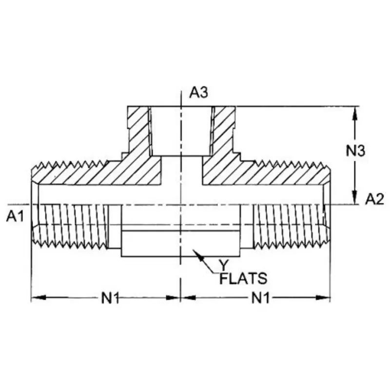 5601-12-12-12-Ss : Onehydraulics Tee Stainless Adapter, 3/4-14 (-12) Male Nptf X 3/4-14 (-12) Male Nptf X 3/4-14 (-12) Female Nptf, 4800Psi 2