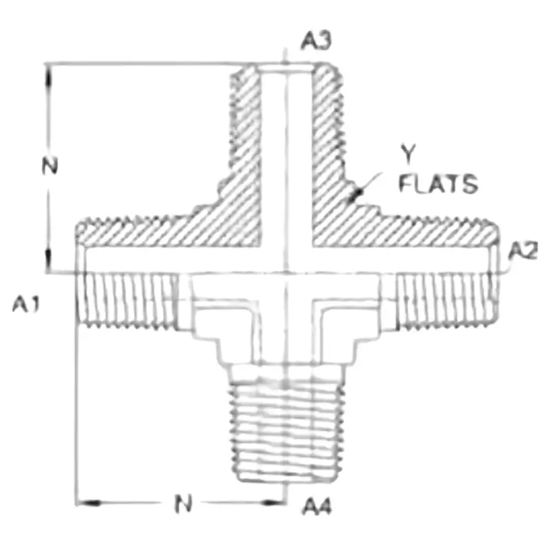 5650-04-04-04-04-Fg : Onehydraulics Cross Steel Adapter, 1/4-18 (-04) Male Npt X 1/4-18 (-04) Male Npt X 1/4-18 (-04) Male Npt X 1/4-18 (-04) Male Npt 2