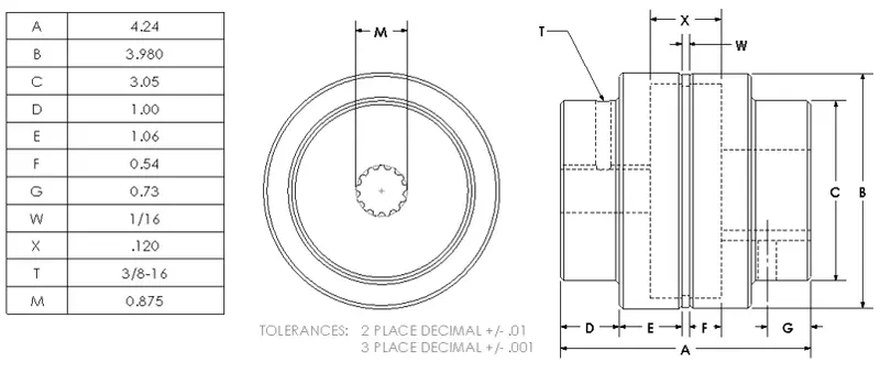 600 2-3/8B9/16K : Magnaloy 600 Hub 2-3/8 Bore 9/16 Key Special, M60021218s 2