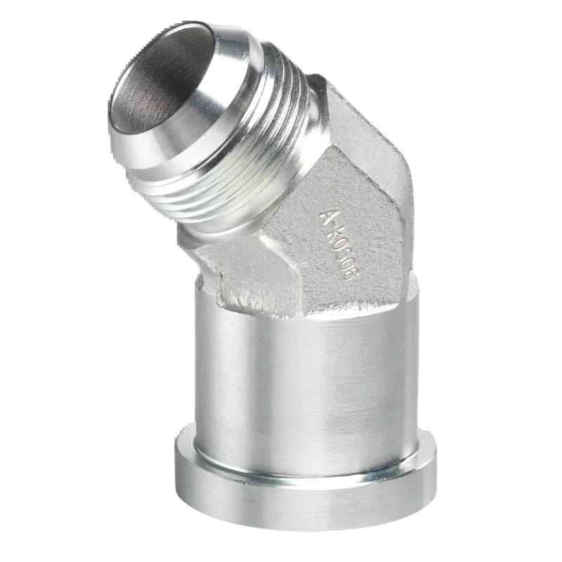 640-16-16 : Afp Split Flange Adapter, Steel, 45-Degree, 1" Male Jic Side 1, 1" C62 Flange Side 2 1
