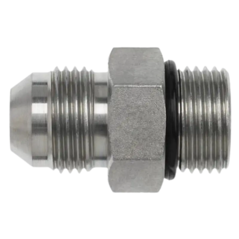 6400-10-08-O : Onehydraulics Straight Steel Rigid Adapter, 7/8-14 (-10) Male Jic X 3/4-16 (-08) Male Orb, 5000Psi 1