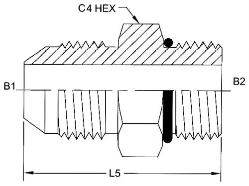 6400-16-32-O : Onehydraulics Straight Steel Rigid Adapter, 1-5/16-12 (-16) Male Jic X 2-1/2-12 (-32) Male Orb 2