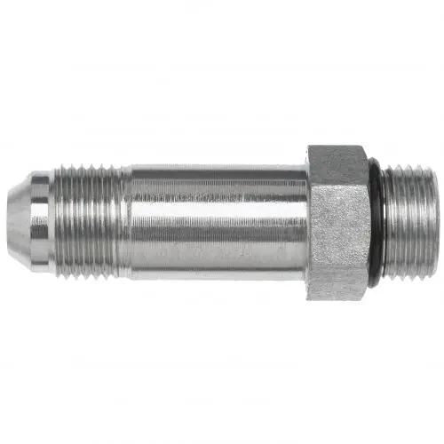 6400-L-04-04-O : Onehydraulics Straight Steel Long Adapter, 7/16-20 (-04) Male Jic X 7/16-20 (-04) Male Orb, 7500Psi 1