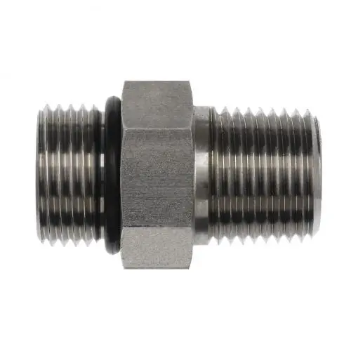 6401-12-06-O : Onehydraulics Straight Steel Rigid Adapter, 1-1/16-12 (-12) Male Orb X 3/8-18 (-06) Male Npt, 6000Psi 1