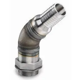 64Hb-64Sae45 : Afp Hose Barb To Sae Thread, Steel, 45-Degree, 4" Hose Barb Side 1, 4" Sae Side 2, 400Psi Rated 1