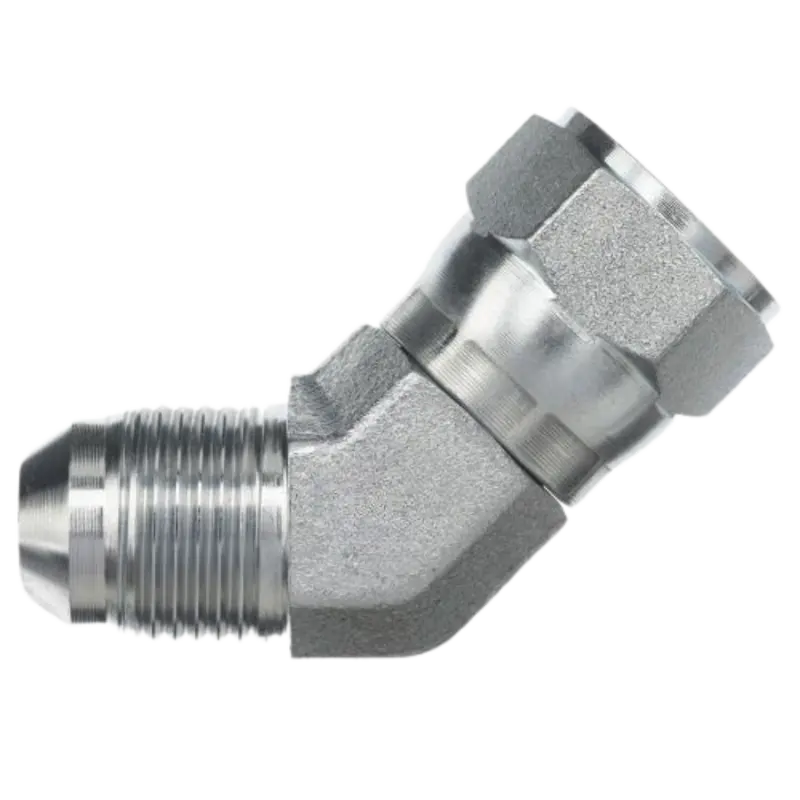 6502-06-04-Fg : Onehydraulics 45-Degree Steel Adapter, 9/16-18 (-06) Male Jic X 7/16-20 (-04) Female Jic Swivel, 5000Psi 1