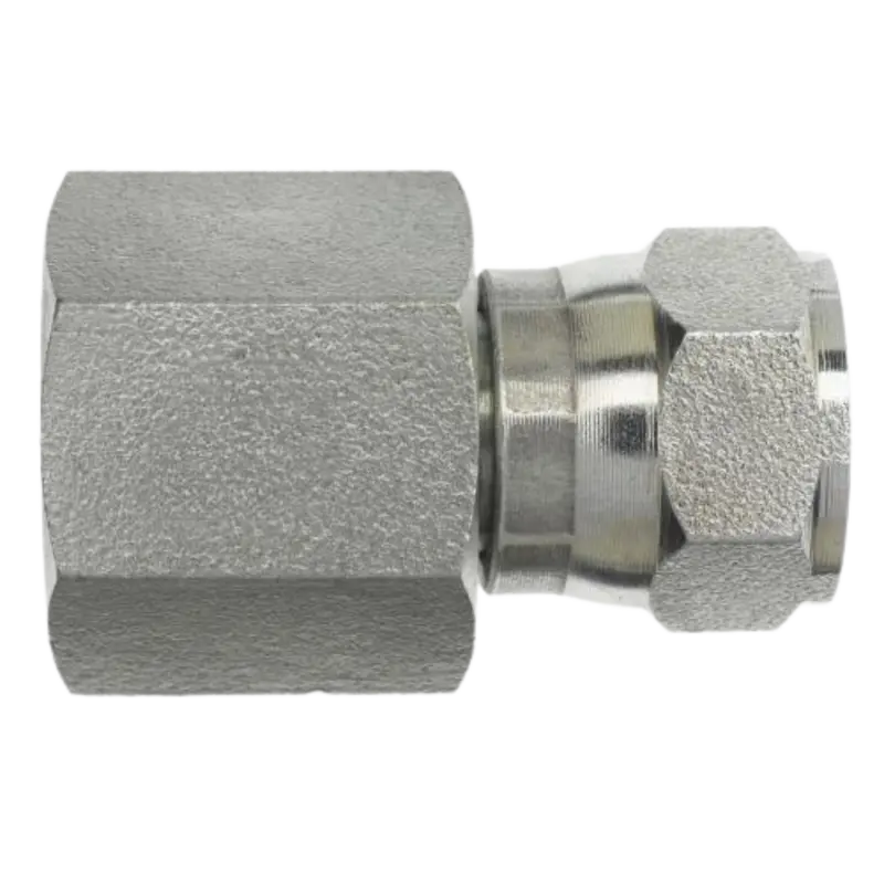 6506-06-04 : Onehydraulics Straight Steel Adapter, 3/8-18 (-06) Female Npt X 7/16-20 (-04) Female Jic Swivel, 6000Psi 1