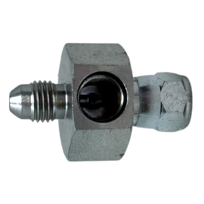 6564-04-04-04 : Onehydraulics Gauge Port Branch Tee, 7/16-20 (-04) Male Jic X 7/16-20 (-04) Female Jic Swivel X 7/16-20 (-04) Female Orb, 7000Psi 1