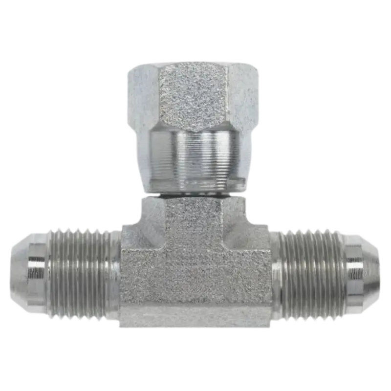 6600-05-05-05-Fg : Onehydraulics Tee Steel Adapter, 1/2-20 (-05) Male Jic X 1/2-20 (-05) Male Jic X 1/2-20 (-05) Female Jic Swivel, 6000Psi 1