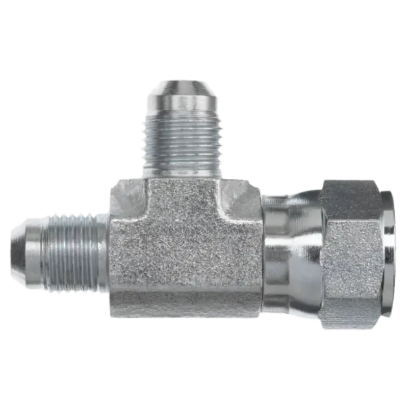 6602-06-06-06-Ss : Onehydraulics Tee Stainless Adapter, 9/16-18 (-06) Male Jic X 9/16-18 (-06) Female Jic Swivel X 9/16-18 (-06) Male Jic, 6000Psi 1
