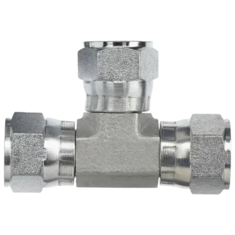 6606-06-06-06-Fg : Onehydraulics Tee Steel Adapter, 9/16-18 (-06) Female Jic Swivel X 9/16-18 (-06) Female Jic Swivel X 9/16-18 (-06) Female Jic Swivel, 5000Psi 1