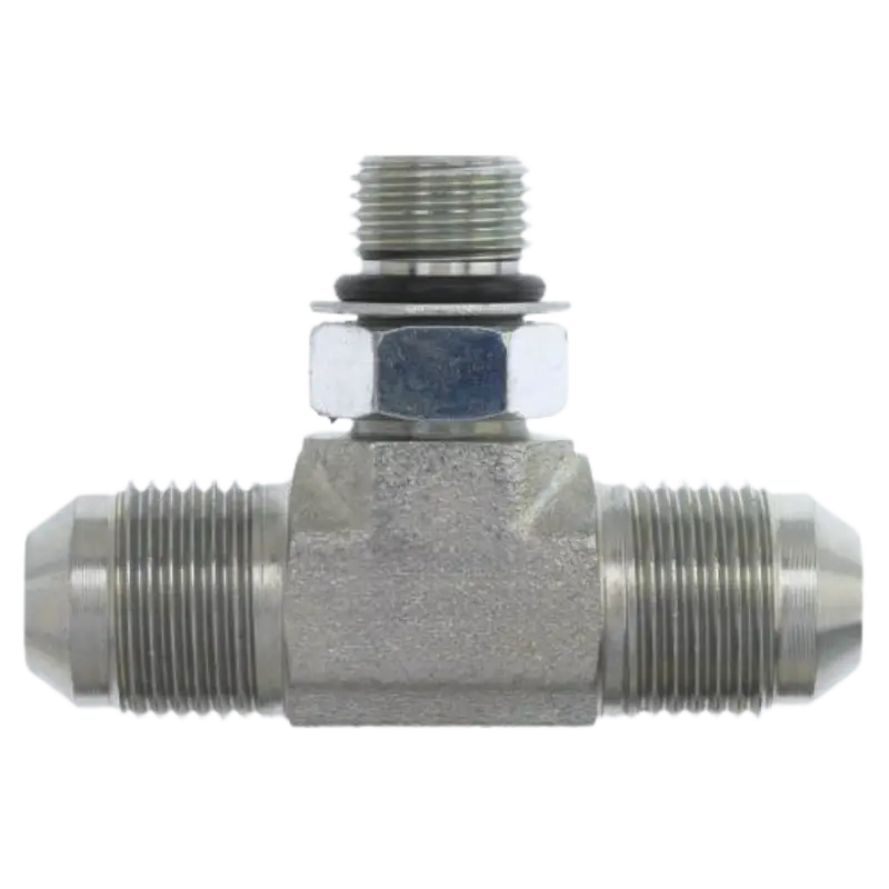 6803-06-06-04-Nwo-Fg : Onehydraulics Branch Tee Steel Adapter, 9/16-18 (-06) Male Jic X 9/16-18 (-06) Male Jic X 7/16-20 (-04) Male Adjustable Orb, 6000Psi 1