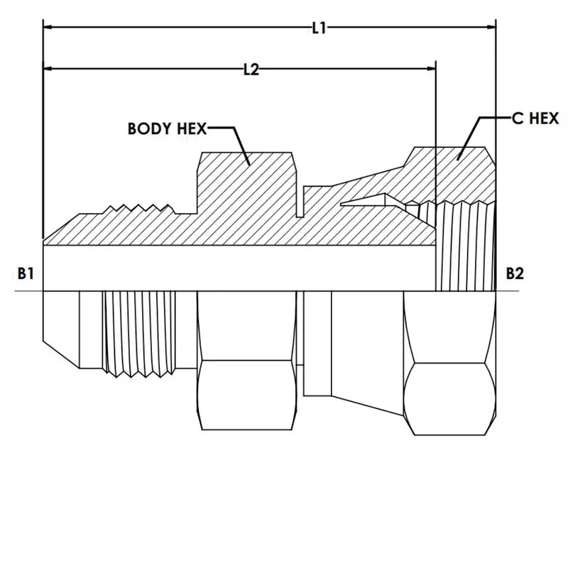 7004-16-16 : Onehydraulics Straight Steel Adapter, 1-5/16-12 (-16) Male Jic X 1-11 (-16) Female Bspp Swivel, 1700Psi 2