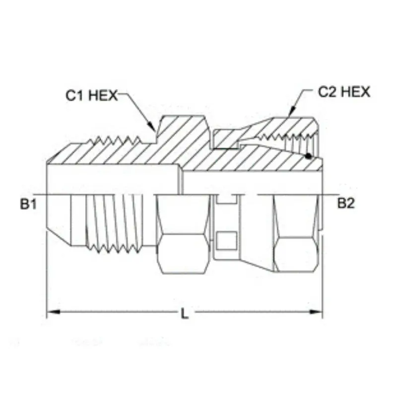 7007-06-L08-14 : Onehydraulics Straight Steel Adapter, 9/16-18 (-06) Male Jic X M14 X 1.5 (-L08) Female Light Duty Din Swivel 2