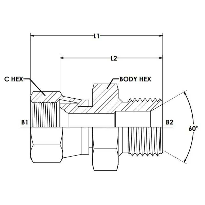 7022-05-04-Ss : Onehydraulics Straight Stainless Adapter, 1/2-20 (-05) Female Jic Swivel X 1/4-19 (-04) Male Bspp (No Bonded Seal) 2