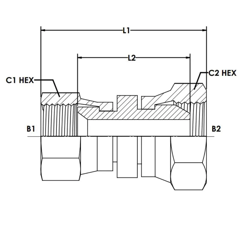7023-06-04 : Onehydraulics Straight Steel Adapter, 9/16-18 (-06) Female Jic Swivel X 1/4-19 (-04) Female Bspp, 5000Psi 2