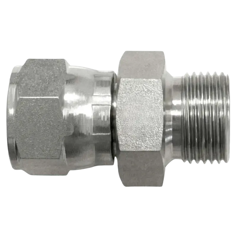 7025-05-12 : Onehydraulics Straight Steel Adapter, 1/2-20 (-05) Female Jic Swivel X M12 X 1.5 (12Mm) Male Metric, 6000Psi 1