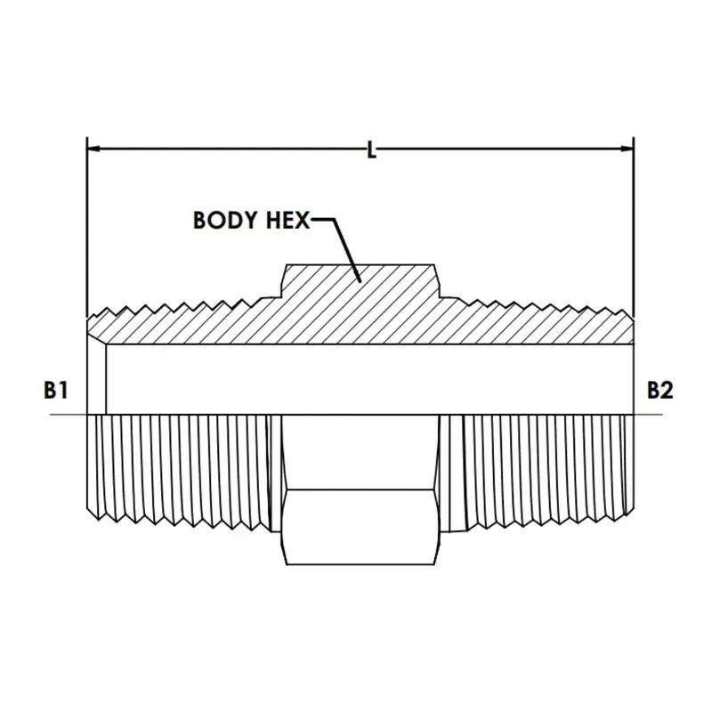 7030-16-16: Onehydrauics Straight Steel Rigid Adapter, 3/4-14 (-12) Male Npt X 1/2-14 (-08) Male Bspt, 4500Psi 2
