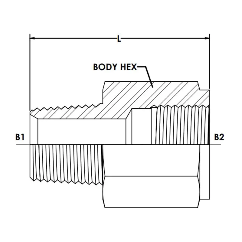 7033-12-12 : Onehydraulics Straight Steel Rigid Adapter, 3/4-14 (-12) Male Npt X 3/4-14 (-12) Female Bspp, 4000Psi 2