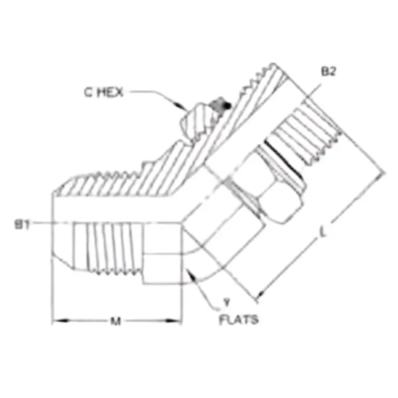 7102-06-04-Nwo-Fg : Onehydraulics 45-Degree Steel Adapter, 9/16-18 (-06) Male Jic X 1/4-19 (-04) Male Adjustable Bspp 2